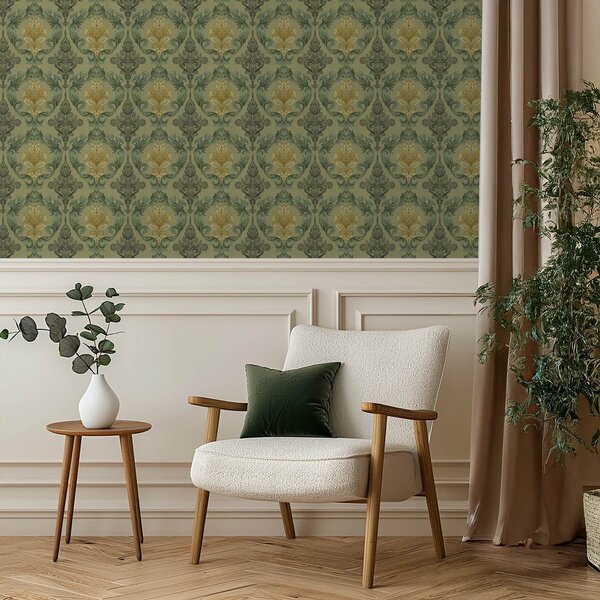 Tapety Damask v olivovej a okrovej, Tapety orientálny štýl, a00828 : Uwalls.sk
