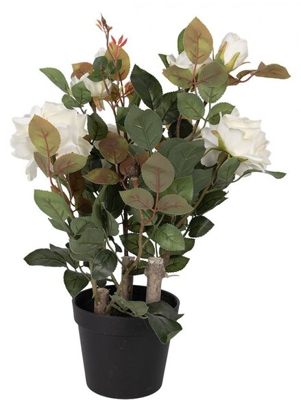 Dekoračná kvetina ruže s bielymi kvetmi Rose white - 20*20*55 cm - Clayre & Eef