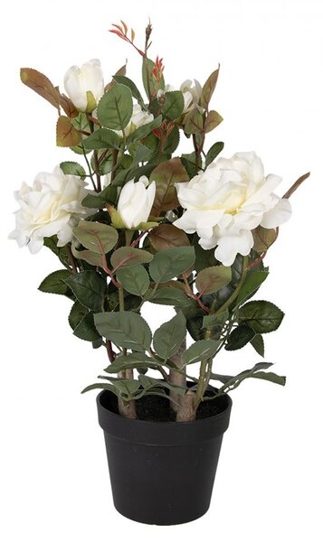 Dekoračná kvetina ruže s bielymi kvetmi Rose white - 20*20*55 cm - Clayre & Eef