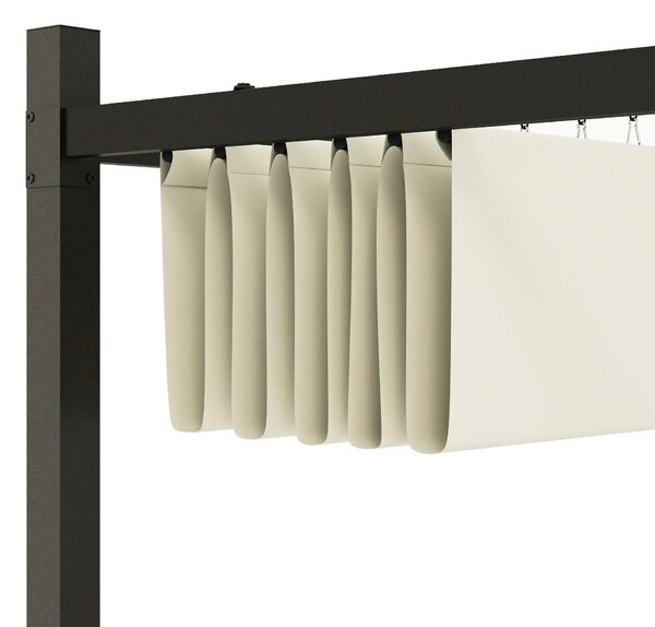 OUTSUNNY Samostatne stojaca kovová pergola so zaťahovacou plátennou strechou 300 x 300 cm biela