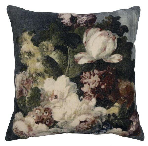 Zamatový vankúš s dekorom kvetín Romantic Flowers - 45*45*15cm - Mars & More
