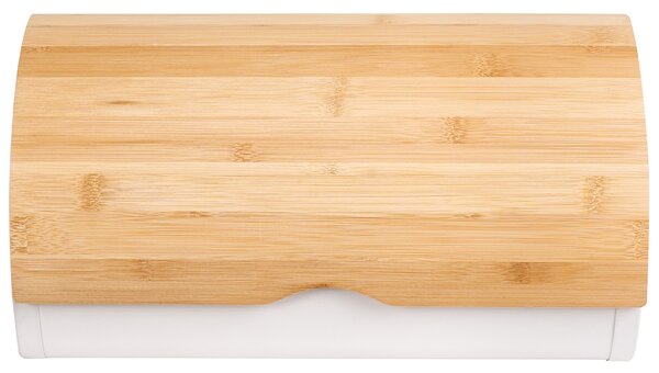 Chlebník biela svetlohnedá železo bambusové drevo 38 x 24 x 20 cm dekoratívny s bambusovým vekom moderný škandinávsky štýl kuchyňa