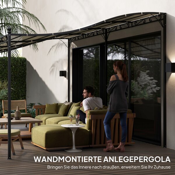 OUTSUNNY Voľne stojaca kovová pergola so sťahovacou plátennou strechou 491 x 298 cm krémová
