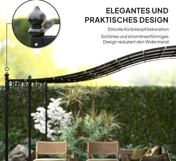 OUTSUNNY Voľne stojaca kovová pergola so sťahovacou plátennou strechou 491 x 298 cm krémová