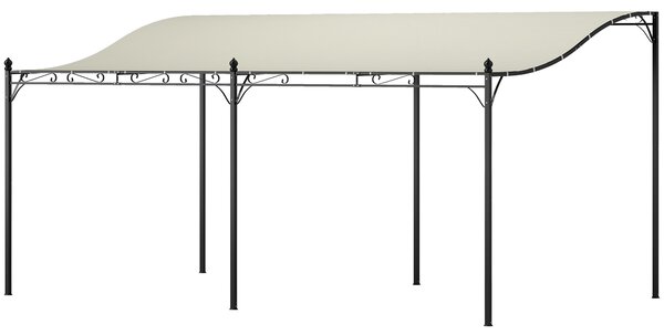 OUTSUNNY Voľne stojaca kovová pergola so sťahovacou plátennou strechou 491 x 298 cm krémová
