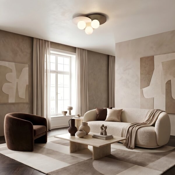 Stropné svietidlo FLAT 3xE27/15W/230V 55x60 cm béžová/krémová/hnedá