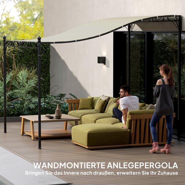 OUTSUNNY Kovová voľne stojaca pergola s plátennou strechou 298 x 248 cm krémová