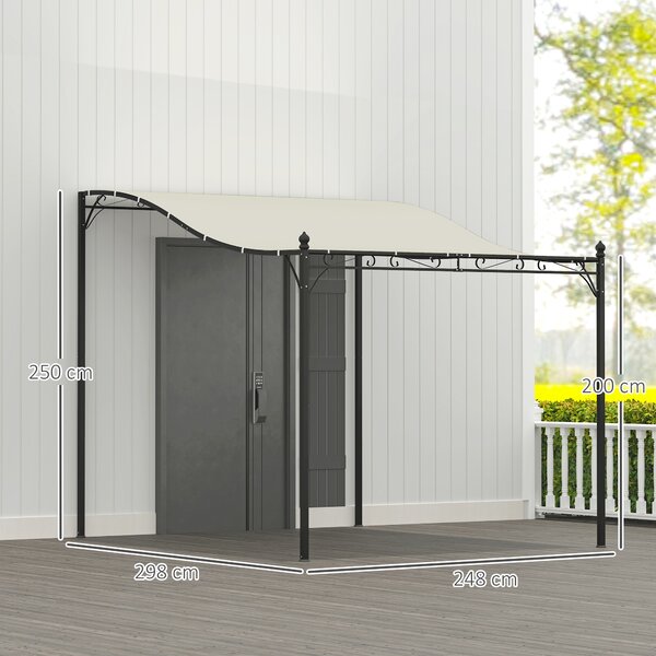 OUTSUNNY Kovová voľne stojaca pergola s plátennou strechou 298 x 248 cm krémová
