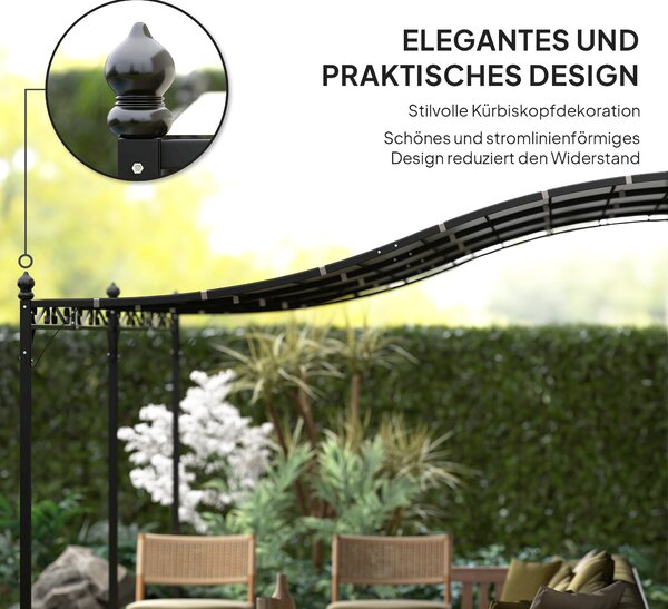 OUTSUNNY Kovová voľne stojaca pergola s plátennou strechou 491 x 298 cm sivá