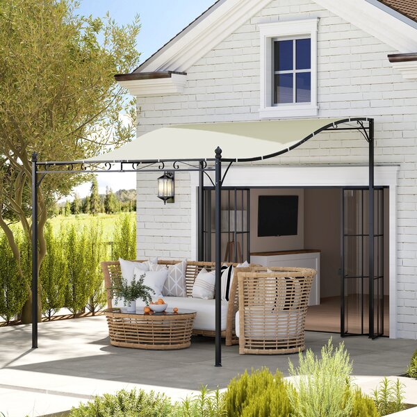 OUTSUNNY Kovová voľne stojaca pergola s plátennou strechou 298 x 248 cm krémová