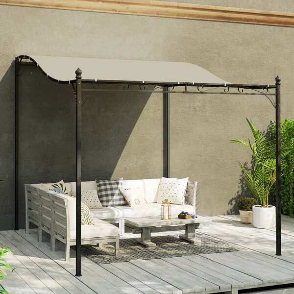 OUTSUNNY Kovová voľne stojaca pergola s plátennou strechou 298 x 248 cm krémová