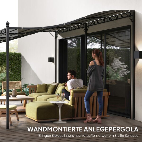OUTSUNNY Kovová voľne stojaca pergola s plátennou strechou 491 x 298 cm sivá