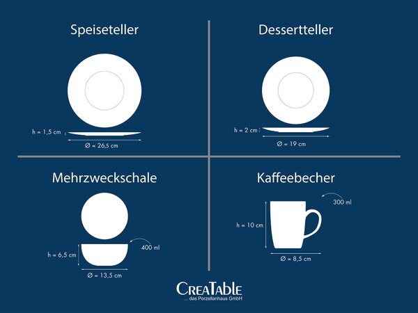 KOMBINOVANÝ SERVIS 16-dielne kamenina Creatable - Online Only bytové doplnky, Online Only