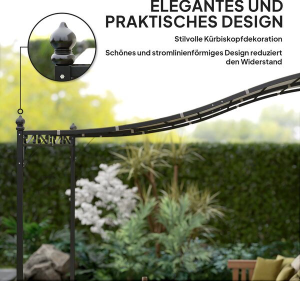 OUTSUNNY Kovová voľne stojaca pergola s plátennou strechou 298 x 248 cm krémová