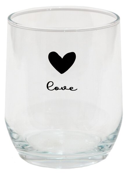 Pohárik so srdiečkom Love Birds - Ø 8*9 cm / 300 ml - Clayre & Eef