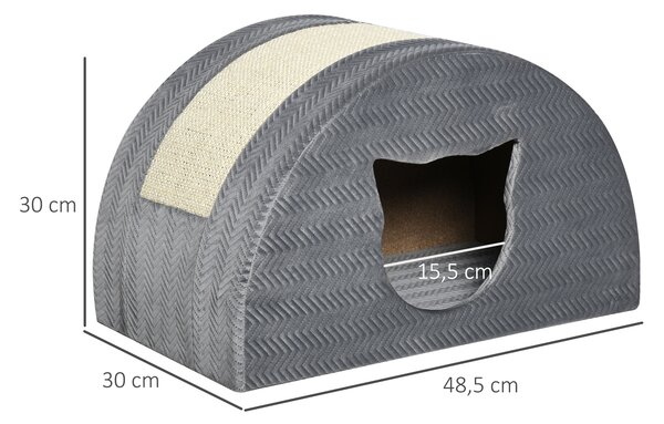 PAWHUT Pelech pre mačky so škrabadlom BOW 49 x 30 x 30 cm sivá