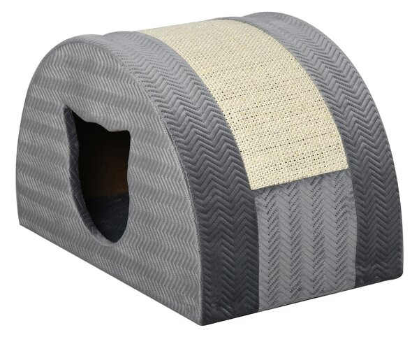 PAWHUT Pelech pre mačky so škrabadlom BOW 49 x 30 x 30 cm sivá