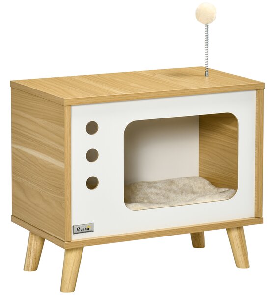 PAWHUT Pelech pre mačky TELE 50 x 28 x 43 cm svetlé drevo