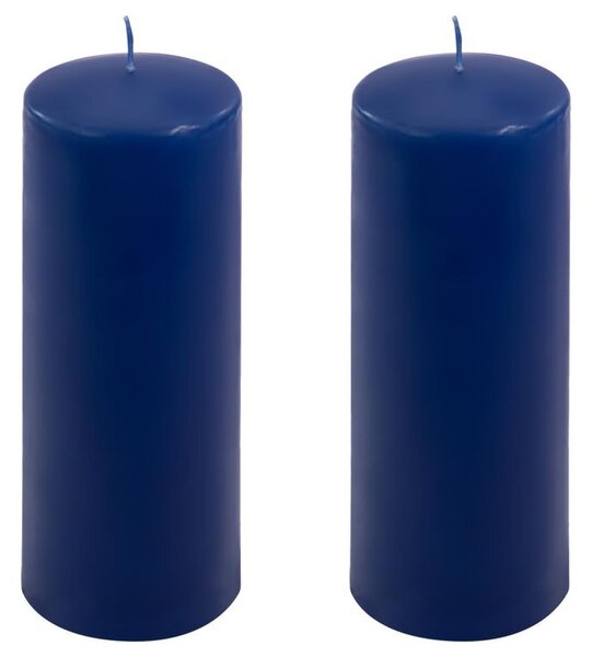 Sada stĺpových sviečok, 20 cm, Ø 7,5 cm, modrá, 2 ks