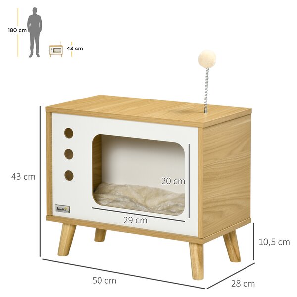 PAWHUT Pelech pre mačky TELE 50 x 28 x 43 cm svetlé drevo