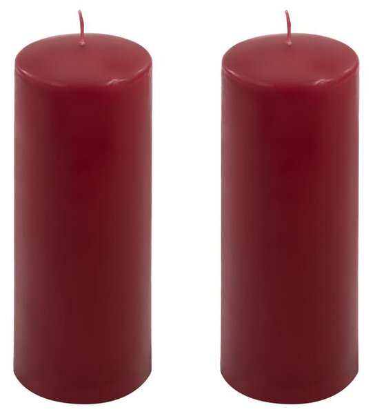Sada sloupových svíček, 20 cm, Ø 7,5 cm, vínová, 2 ks
