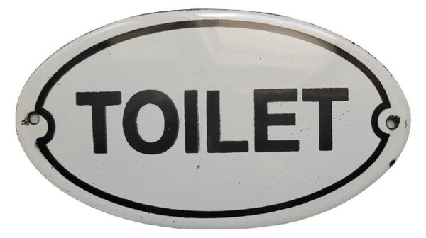 Krémová kovová smaltovaná ceduľa Toilet - 13,5*7,5 cm - Ostatní