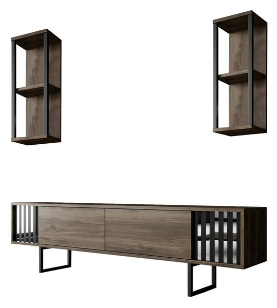 Televízny stolík s policami Chrome Walnut and Black