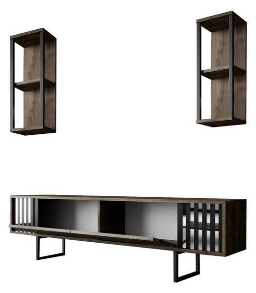 Televízny stolík s policami Chrome Walnut and Black