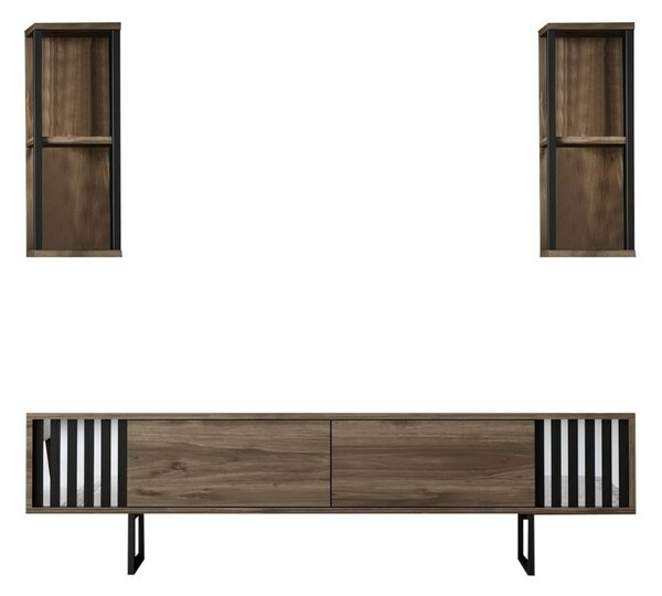 Televízny stolík s policami Chrome Walnut and Black
