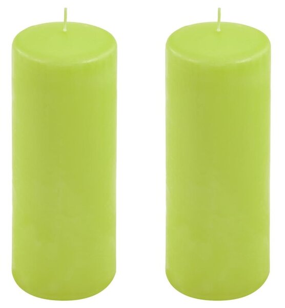 Sada stĺpových sviečok, 20 cm, Ø 7,5 cm, svetlozelená, 2 ks