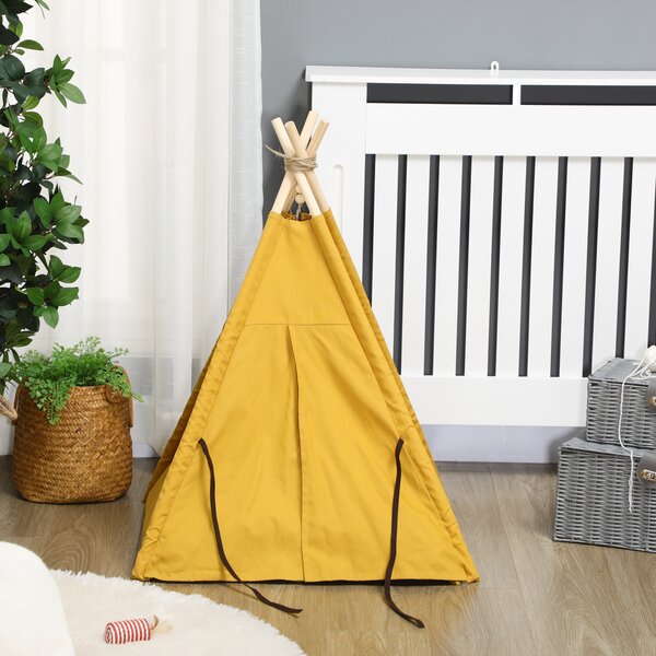 PAWHUT Pelech pre mačky TEEPEE 60 x 60 x 76 cm žltý