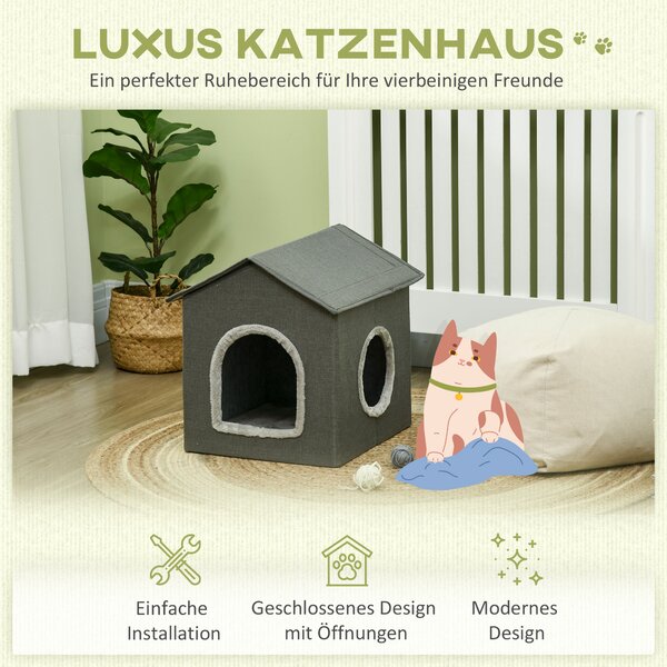 PAWHUT Pelech pre mačky HOUSE 39 x 44 x 41 cm khaki