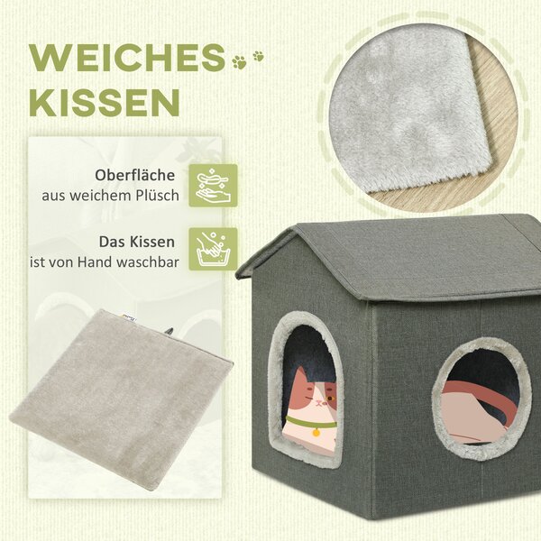 PAWHUT Pelech pre mačky HOUSE 39 x 44 x 41 cm khaki