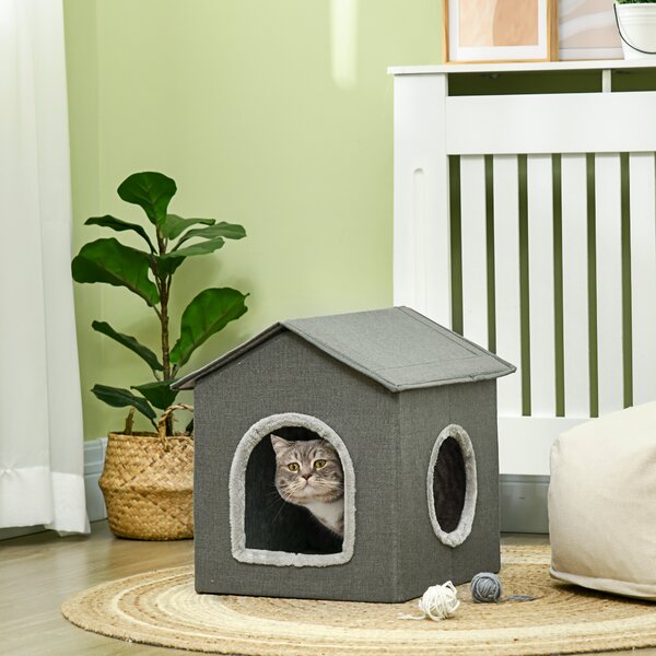 PAWHUT Pelech pre mačky HOUSE 39 x 44 x 41 cm khaki