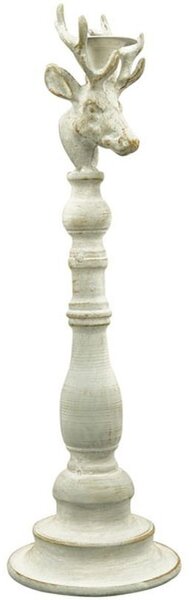 Šedý antik kovový svietnik ArtFerro s jeleňom - ​​13,5*13,5*43cm - Exner