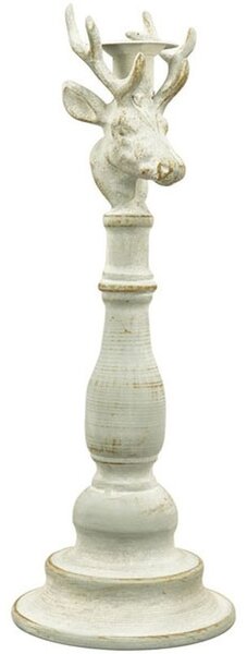 Šedý antik kovový svietnik ArtFerro s jeleňom - ​​13,5*13,5*37cm - Exner