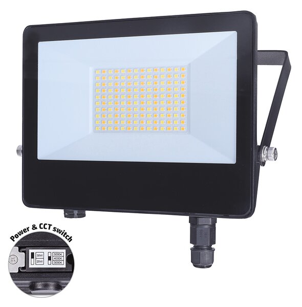 SOLIGHT LED reflektor TOP 50W, max. 6500lm, 3CCT, voliteľný výkon 100/60%, IP65