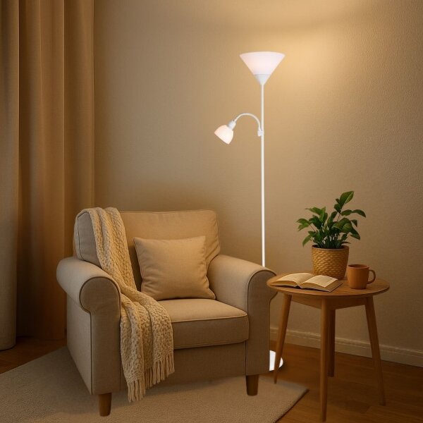 Brilagi - Stojacia lampa ARIANA 1xE27/100W/230V + 1xE14/25W biela