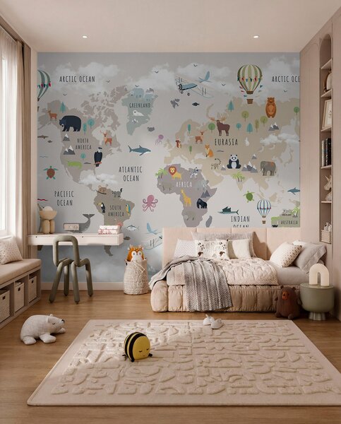 Tapety Zvierací atlas v angličtine, Fototapety mapy sveta, c00002en : Uwalls.sk