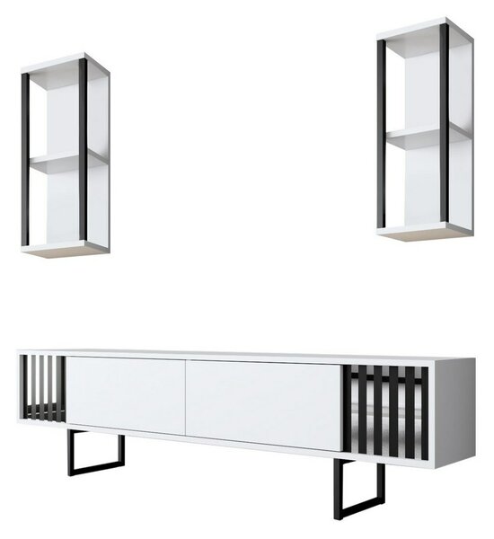 Televízny stolík s policami Chrome White and Black