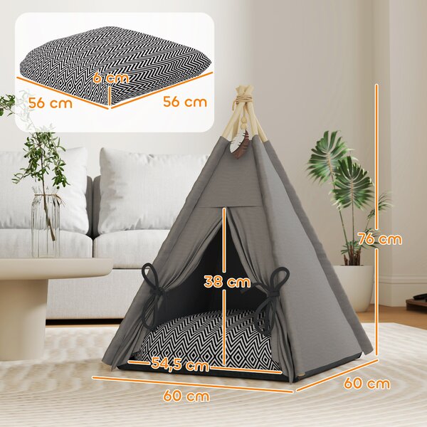 PAWHUT Pelech pre mačky TEEPEE 60 x 60 x 76 cm sivý