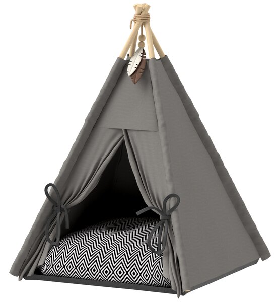 PAWHUT Pelech pre mačky TEEPEE 60 x 60 x 76 cm sivý