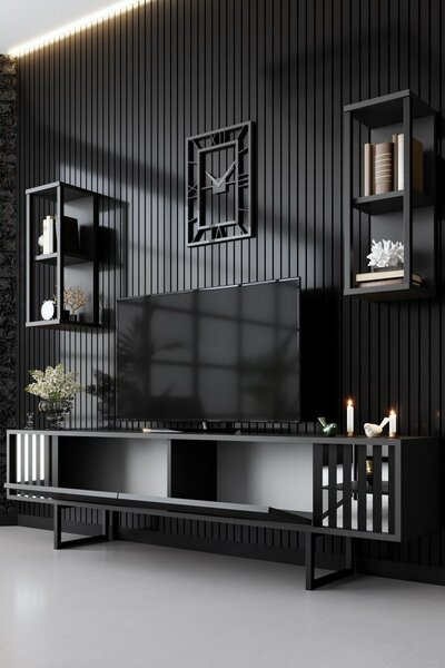 Televízny stolík s policami Chrome Anthracite and Black