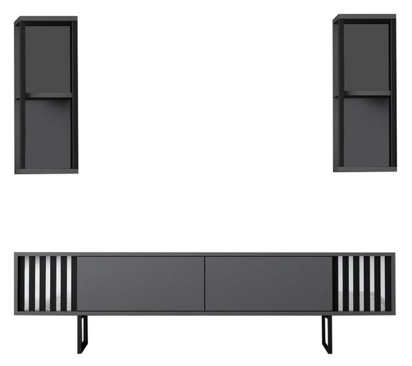 Televízny stolík s policami Chrome Anthracite and Black
