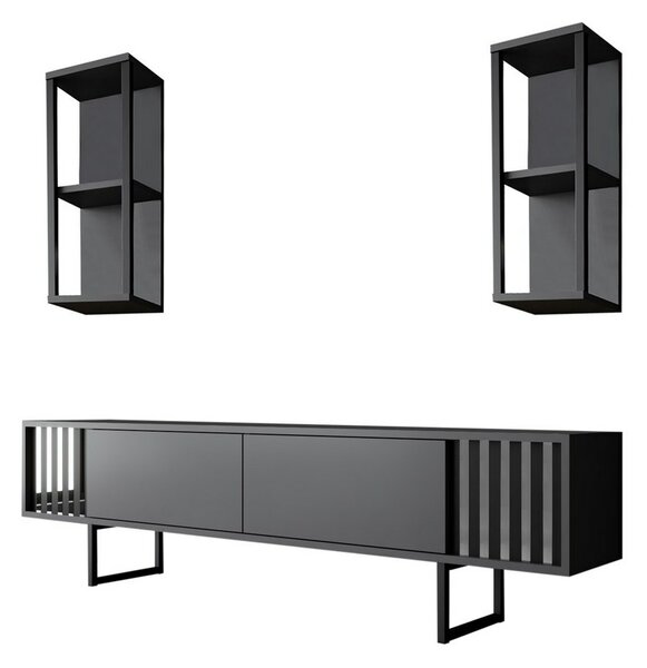 Televízny stolík s policami Chrome Anthracite and Black