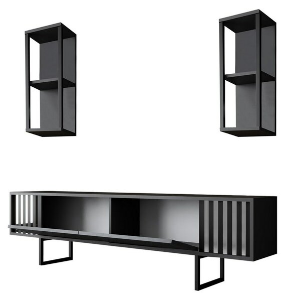 Televízny stolík s policami Chrome Anthracite and Black