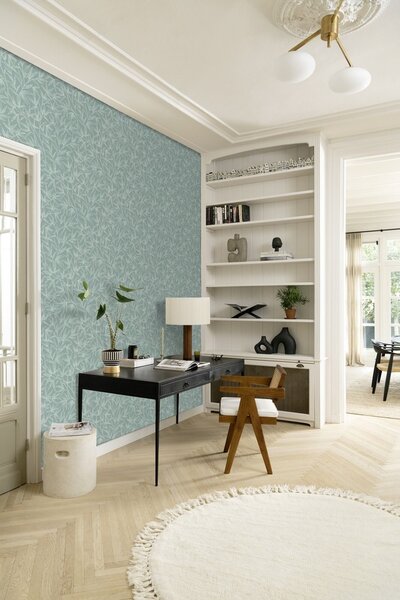 RASCH | Vliesová tapeta na stenu Novella XL 983159 | 1,06 x 10,05 m | vining ivy, biela, tyrkysová, modrá