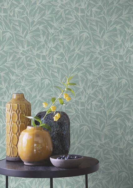 RASCH | Vliesová tapeta na stenu Novella XL 983159 | 1,06 x 10,05 m | vining ivy, biela, tyrkysová, modrá