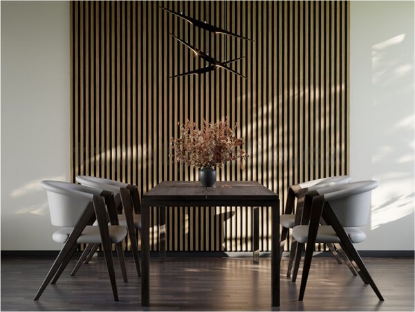 Akustické dekoračné panely SLIM dub svetlý 3D lamely na filcovom podklade 270 x 30 cm