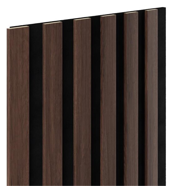 Akustické dekoračné panely SLIM dub tmavý 3D lamely na filcovom podklade 270 x 30 cm